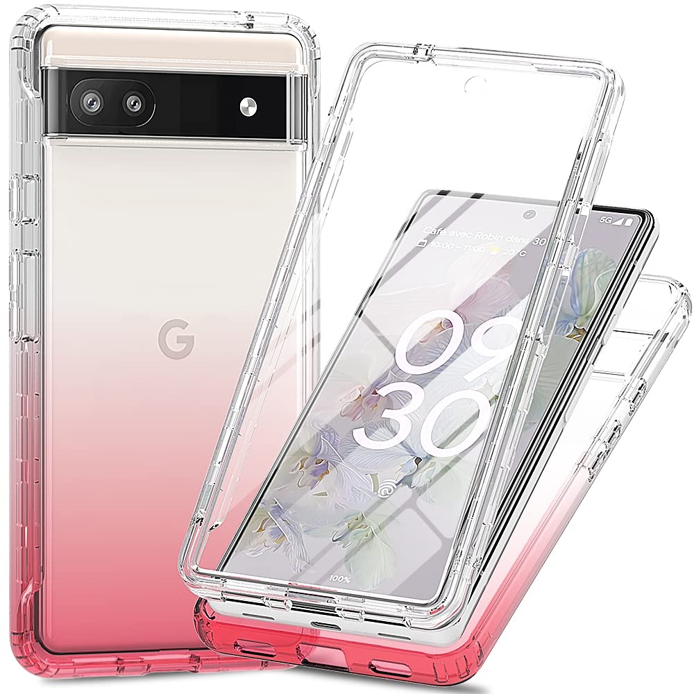 Coque Google Pixel 6A - Protection Intégrale 360° Avec Anneau Magnétique Rotatif - Silicone + PC - Rouge