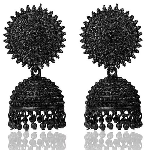 Antusias - Fashion Jewellery Black Pearl Jhumka/Jhumki Earings for Women Traditional Earrings for Girls Oxidised (B0CL2DWB1F) Amazon Price History, Amazon Price Tracker