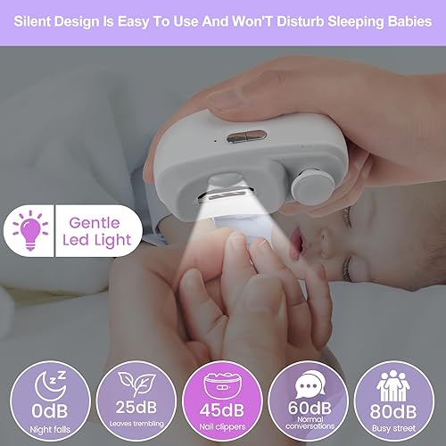 Miniatura 5 de Cortaúñas eléctrico con luz y 2 velocidades, pulidor de uñas eléctrico 3 en 1, para recortar uñas de los pies para todas las edades