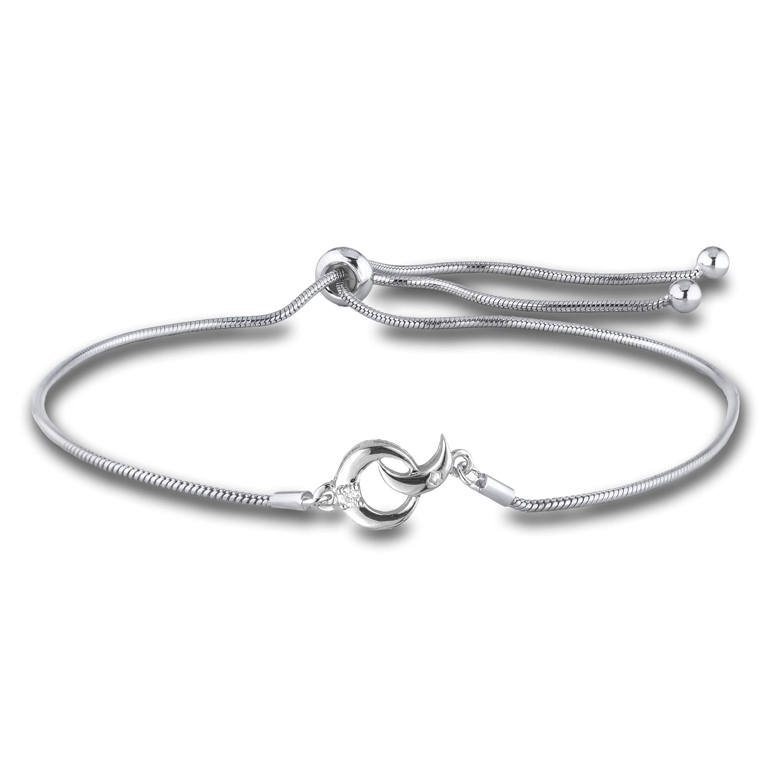 Polar Light Signature Canadian Diamond Charm Bracelet in .925 Sterling Silver - Choice of Rolo or Paperclip Style Chain