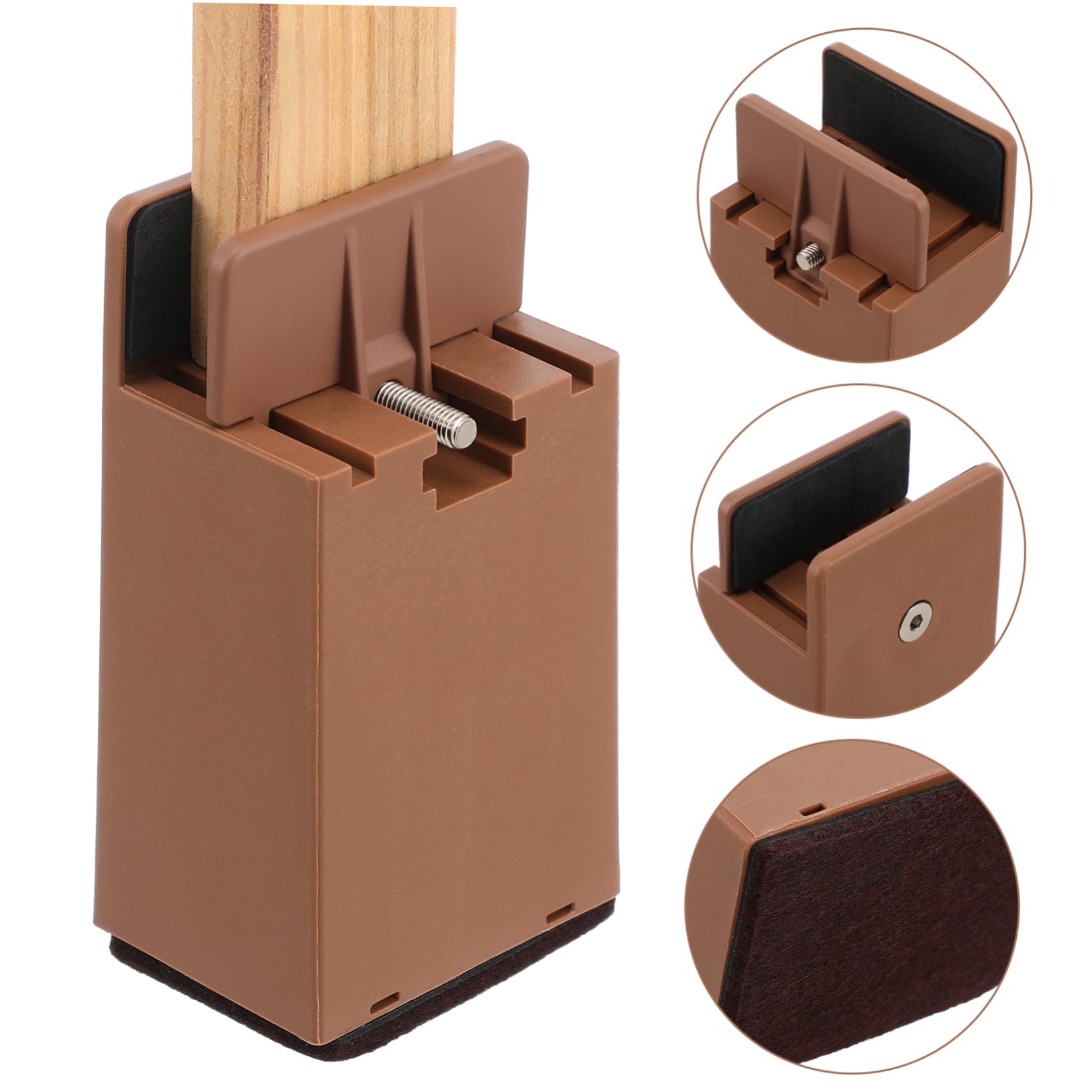 SOLUSTRE Adjustable Bed Risers 4 Pcs Brown Furniture Pads Desk Legs Risers Chair Height Extenders