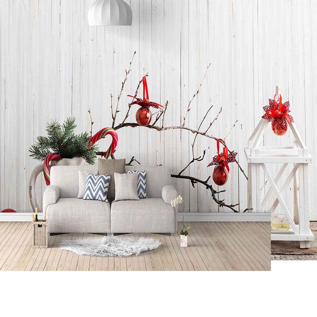 Toile auto-adhésif 3D Noël rouge 200x140 papier peint mural salon chambre