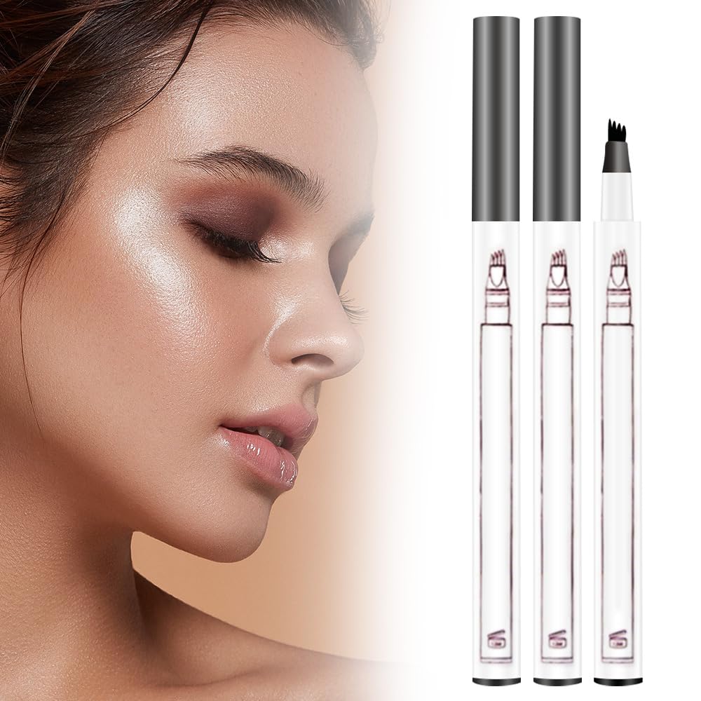 2PCS 2025 New Magic Eyebrow Pencil, 4-Tip Microblade Brow Pen Magic Eyebrow Pen, Waterproof Microblading Eyebrow Pencil Contouring Natural Gap Filling