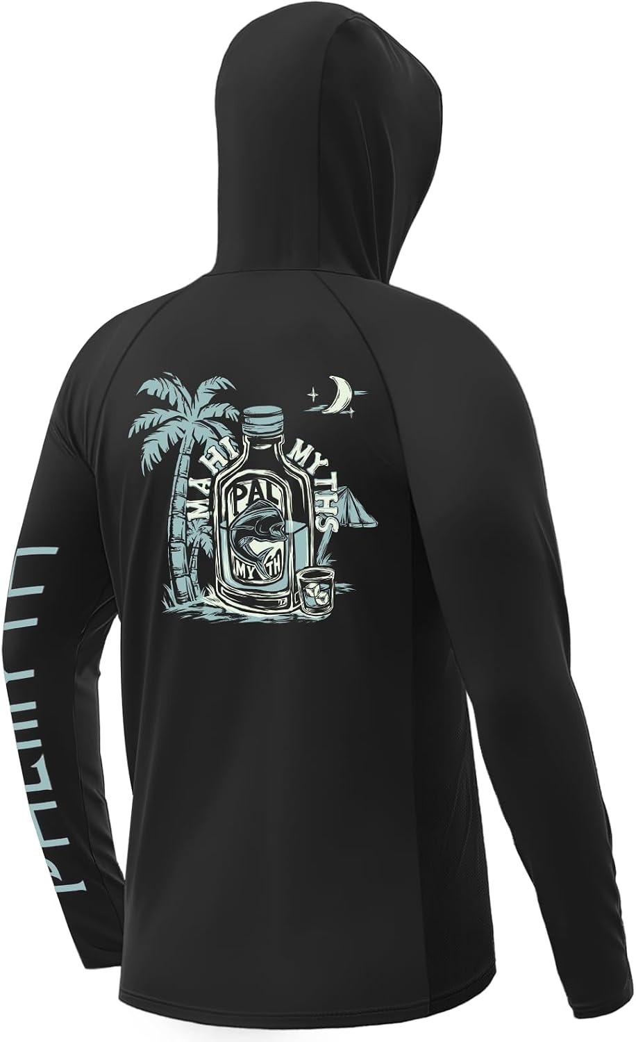 Palmyth Fishing Shirts for Men Long Sleeve UPF 50+ Sun Protection Fishing Hoodie with Neck Gaiter