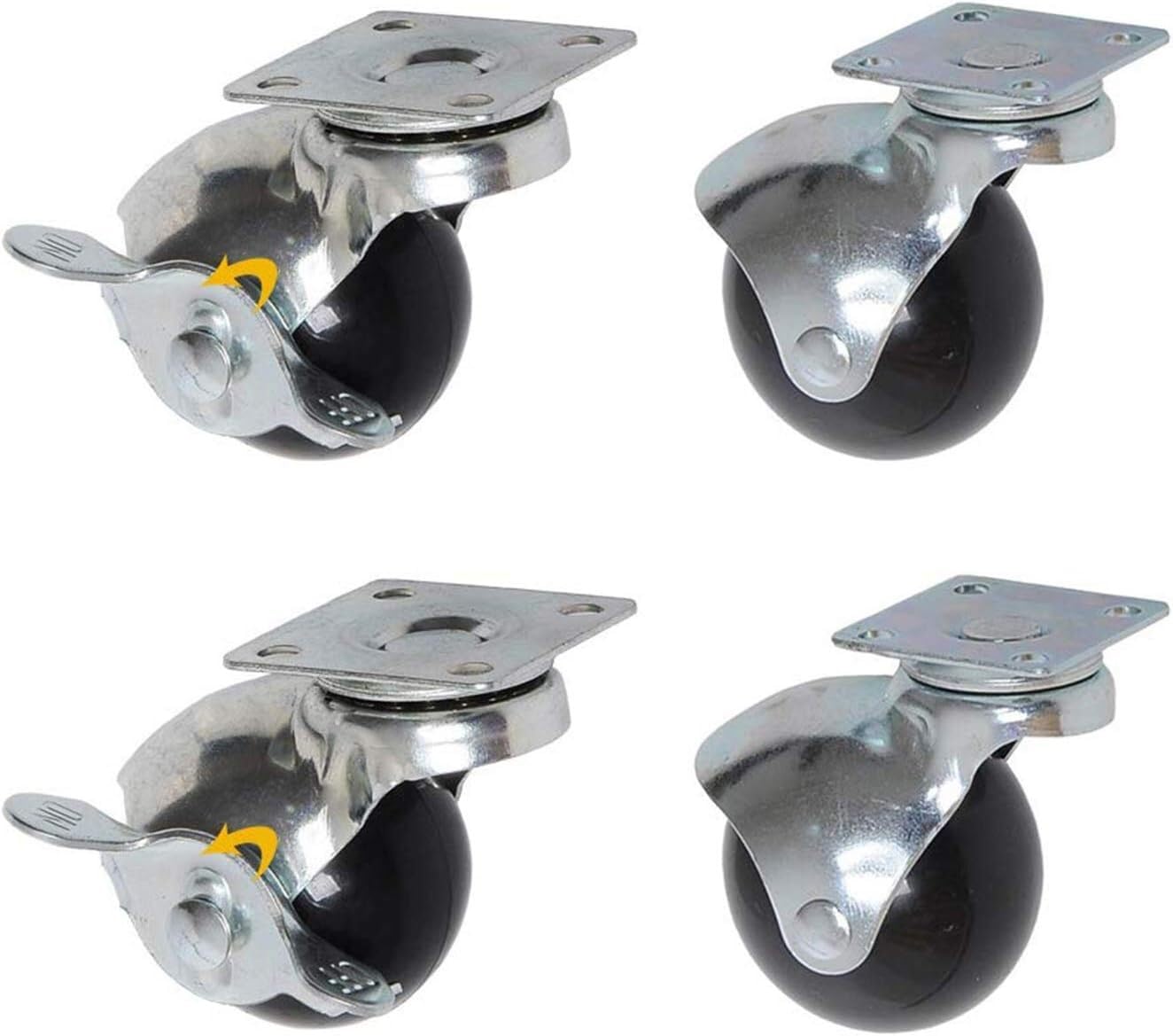 GYRAZXS Heavy Duty Casters 360 Degree Swivel Plate with Brake Set of 4 Protect Hardwood Floors
