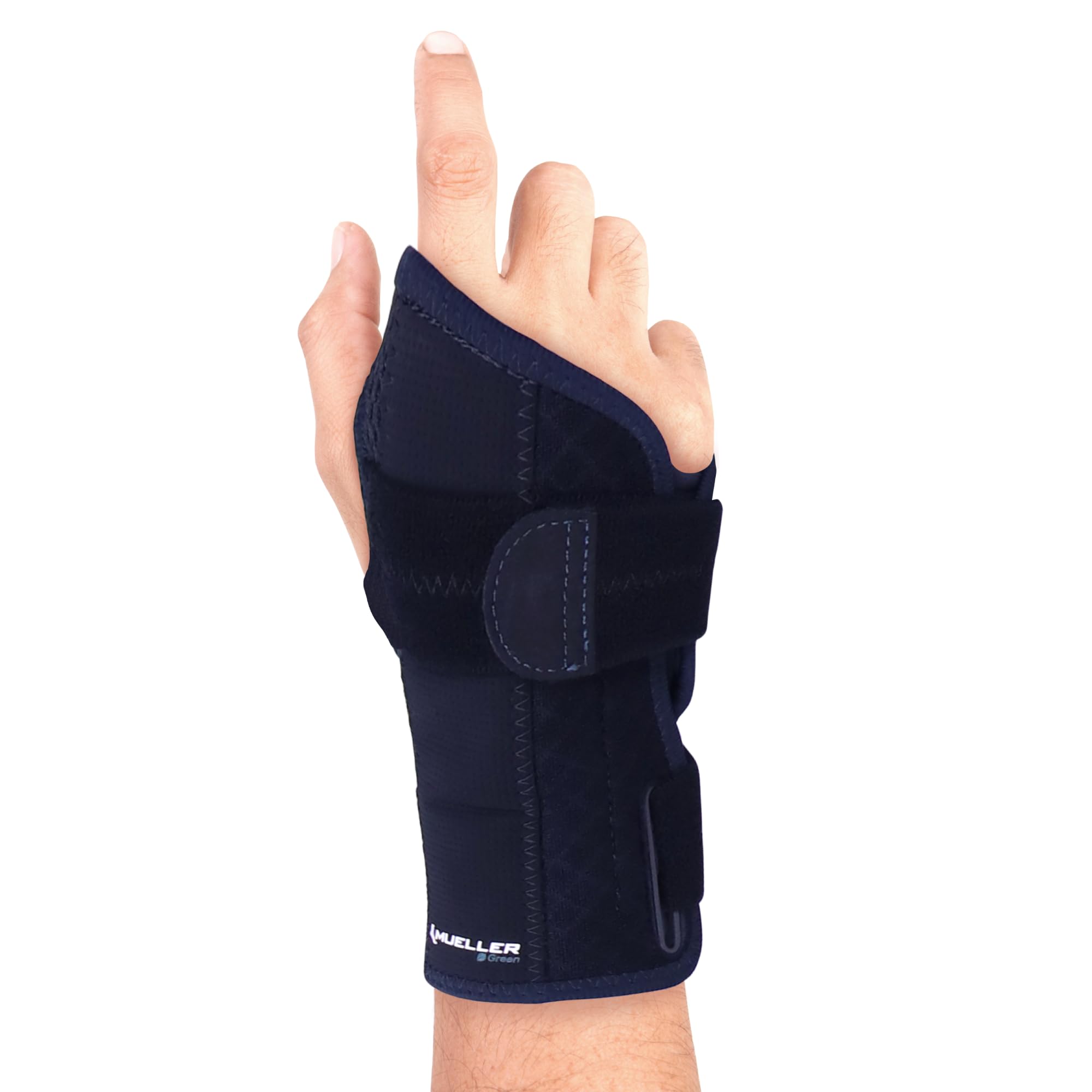 MUELLER Sports Medicine Green Fitted Wrist Brace, Wrist Pain Relief Support for Men and Women, Ideal for Carpal Tunnel, Tendinitis, Arthritis, Fits Left or Right Hand, Black, One Size