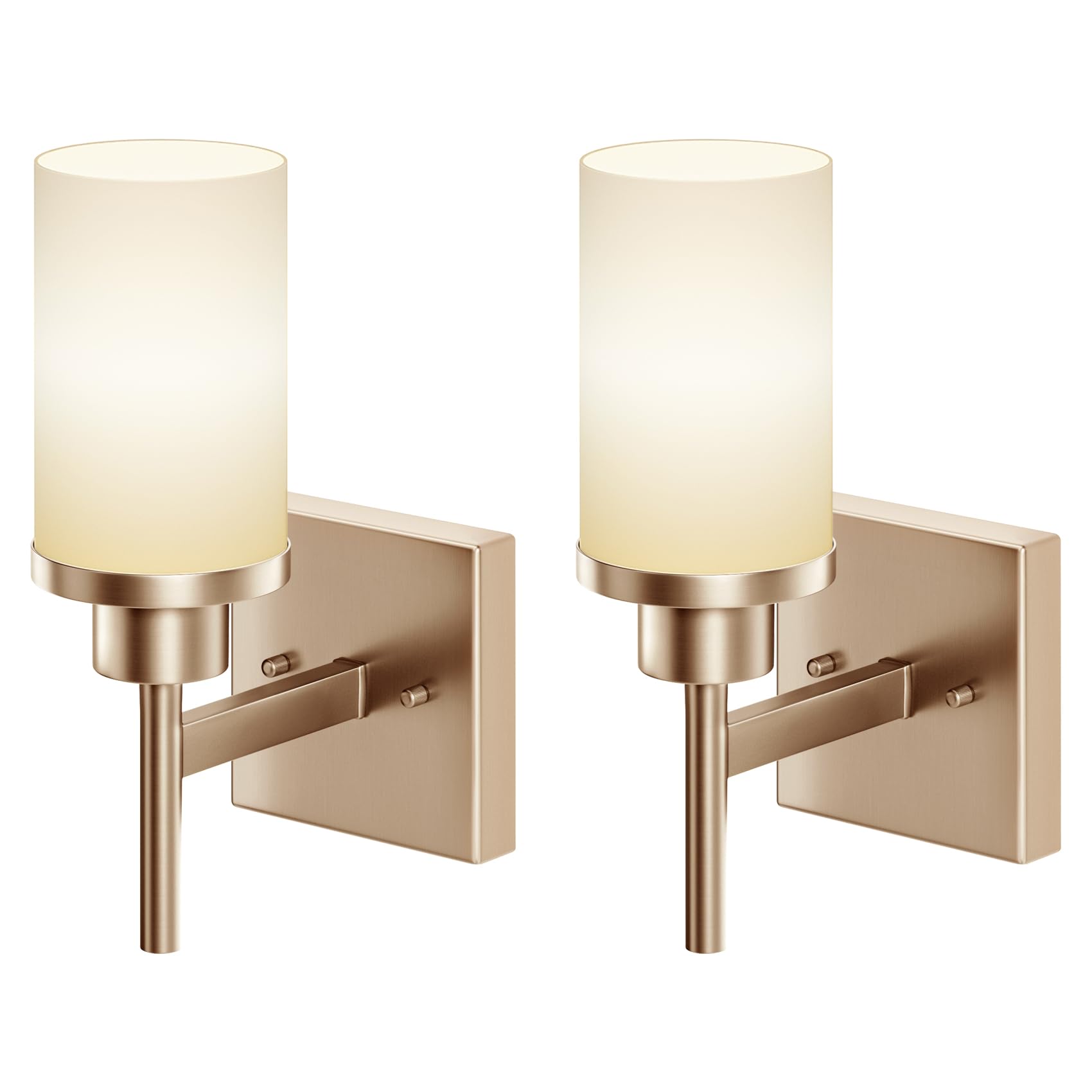 Photo 1 of AONEON Vanity Lighting Fixtures with White Frosted Glass Shade, Champagne Bronze Wall Lamps for Bathroom Mirror Bedroom Living Room Porch, 2 Pack T001CPG-L1-P2