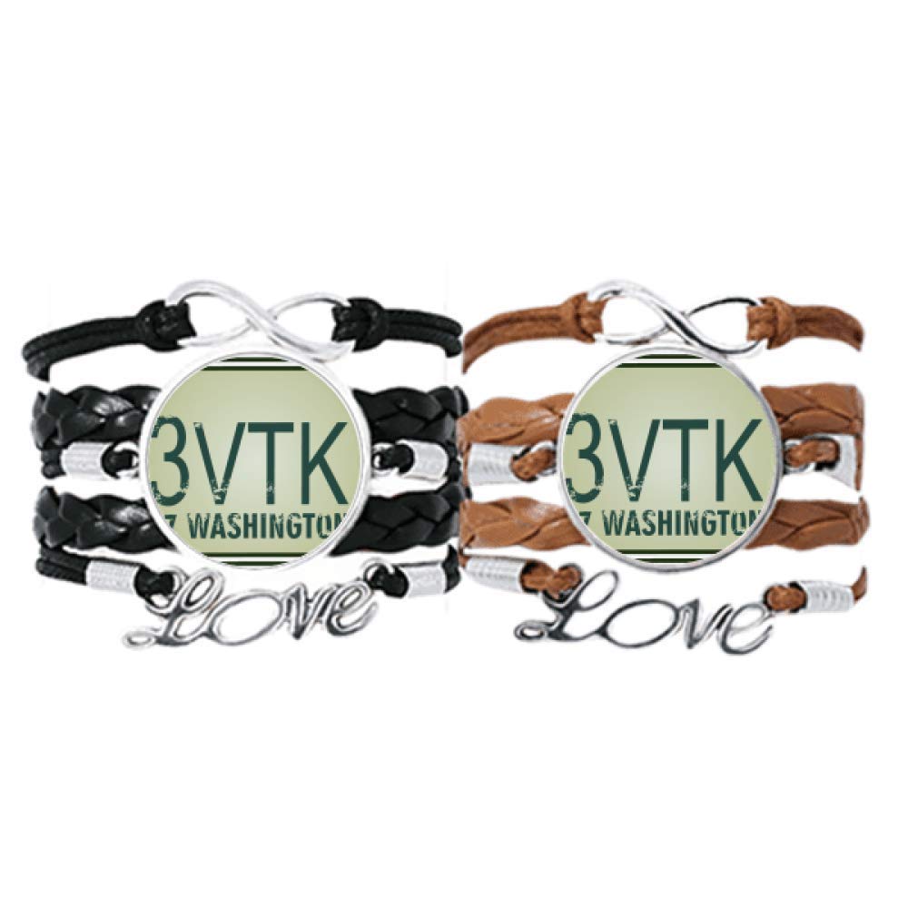 Pulsera de cuero USA ajustable con cierre de cuerda trenzada resistente 6