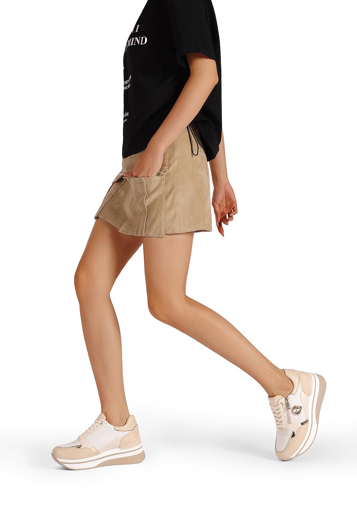 QUEEN HELENA Zapatillas con Cuña Zapatillas de Deporte Altas Casual Mujer X32-15