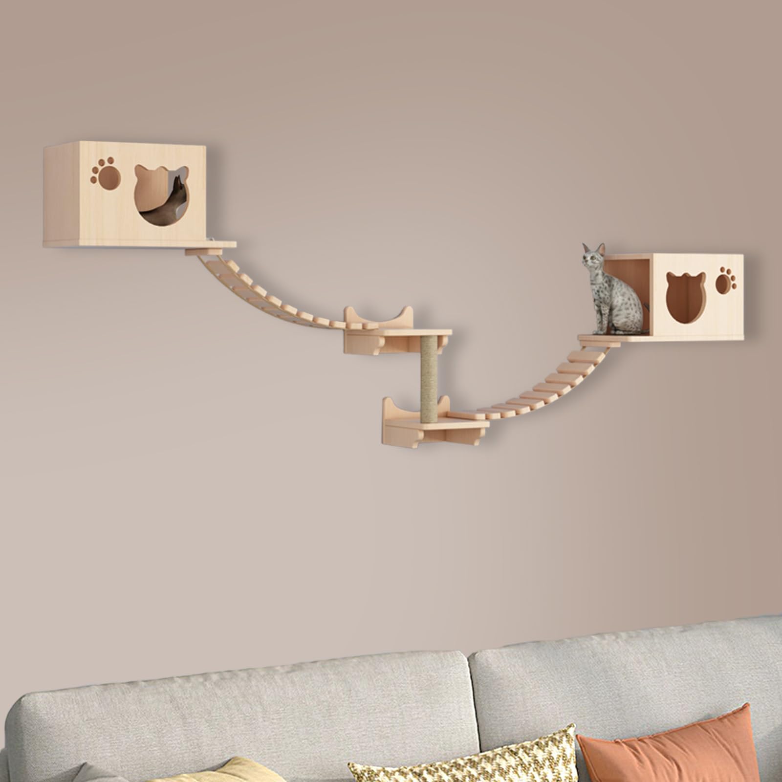 Mensole Gatti, Struttura per Arrampicata Facile da Pulire, Tiragraffi per Gatti, Centro attività per Gatto Che Non Occupa Spazio(7pcs)