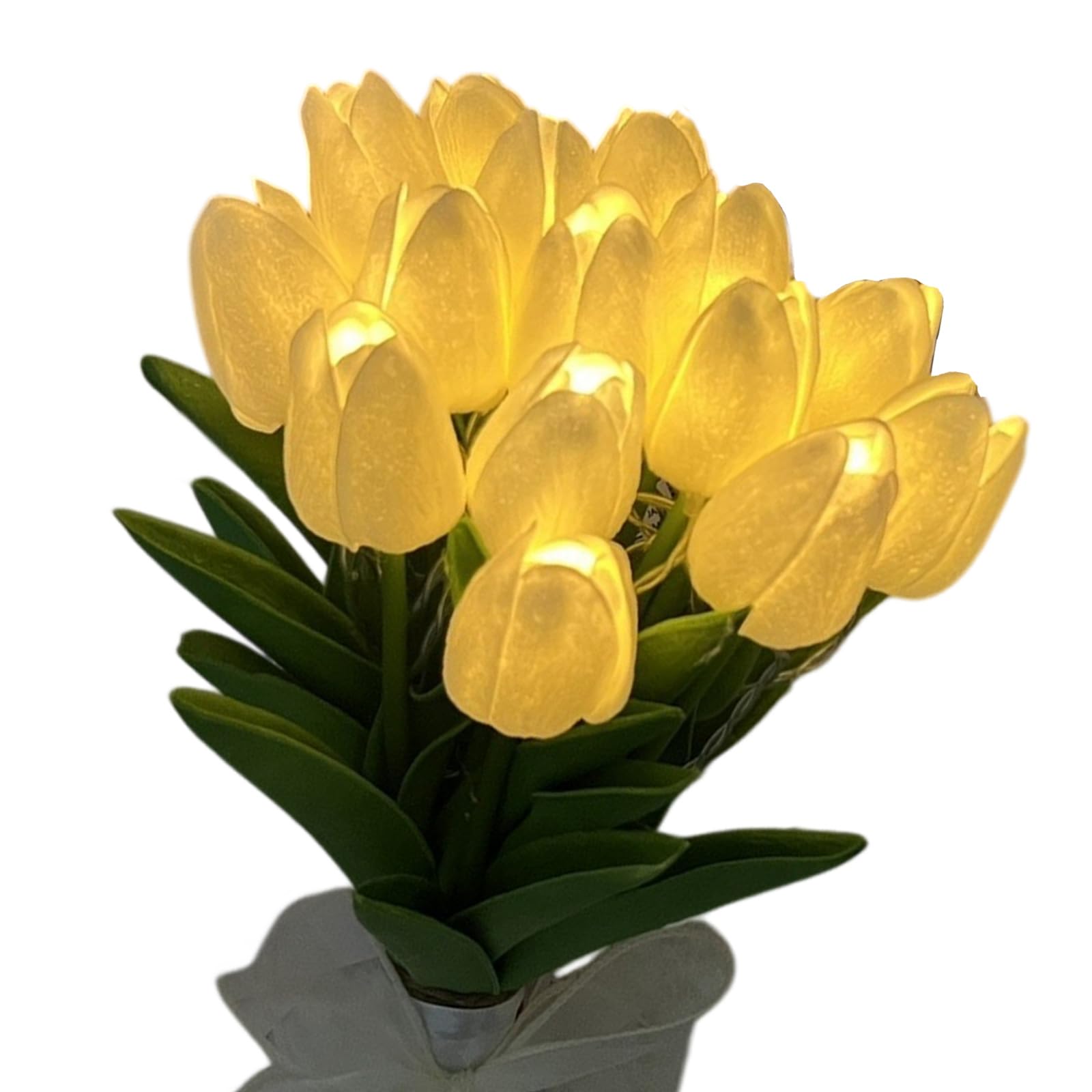 Piceioep 15PCS Warm White LED Tulips Night Lights Flexible Stems Indoor Outdoors Decoration Dimmable Blossomy Night Lamps Dimmable Blossomy Lamps