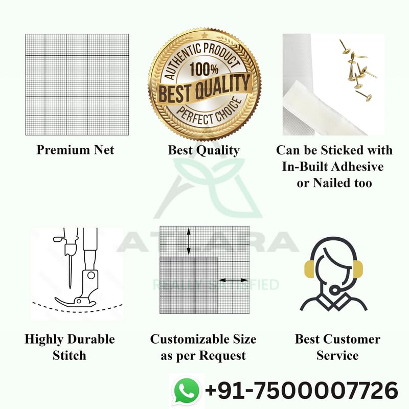 Image of Mosquito Net for Window (Size - 65cm X 170cm) Colour - Black DIY Upgraded Net for Windows Perfact Size Pre-Stitched Window Net for Home Ready to Use Removable Mesh for Windows