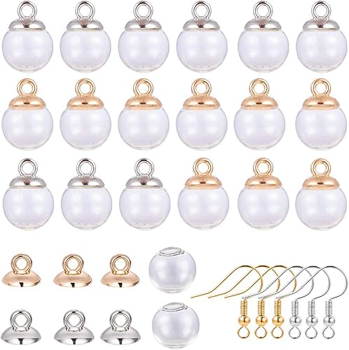 SUNNYCLUE 1 caja de 120 piezas de botella de deseos aretes de bola de vidrio kit de fabricación de 40 piezas de 0.472 in mini botella de globo de disponible en Yaxa Peru