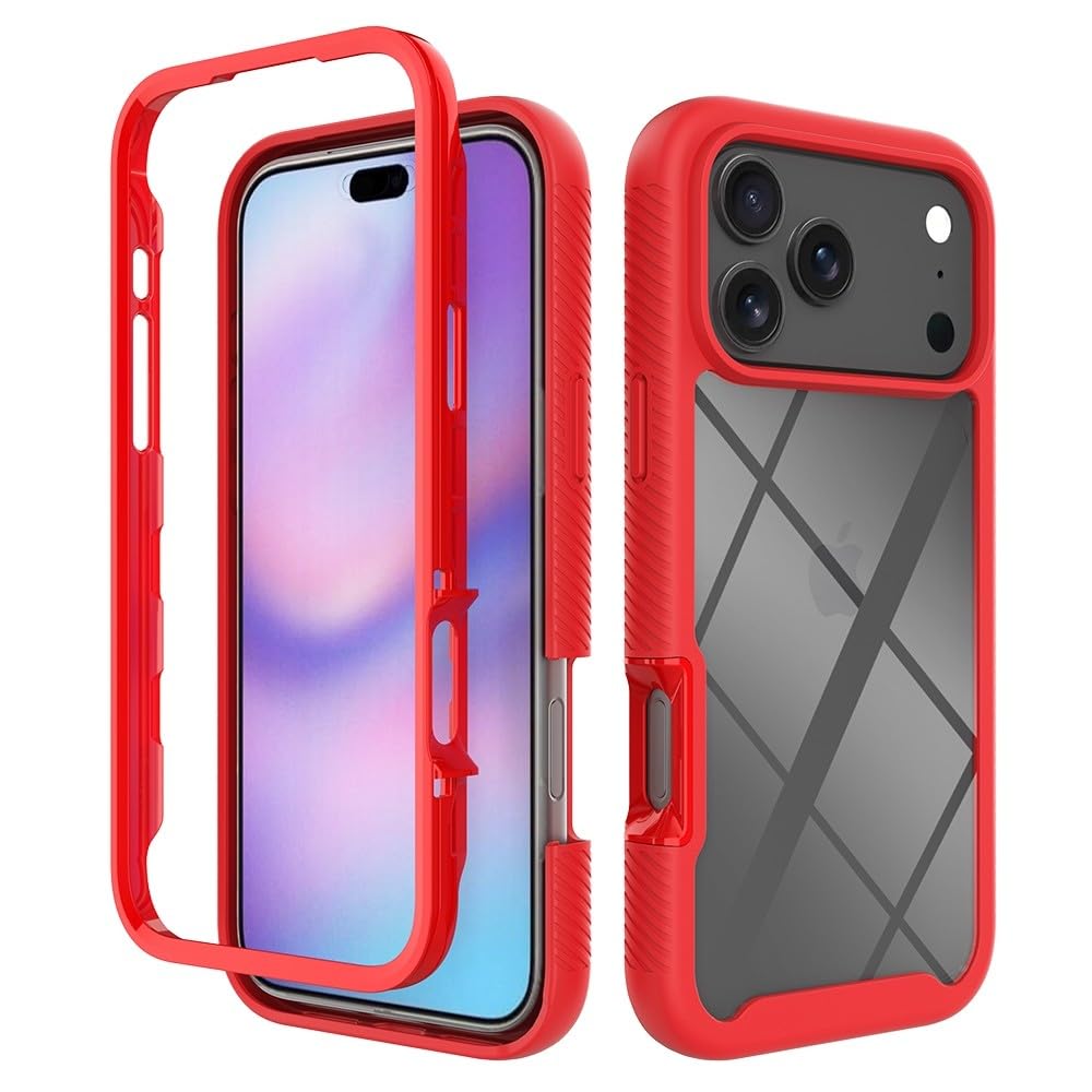 Coque iPhone 12 Pro rouge protection intégrale silicone rabat - 7