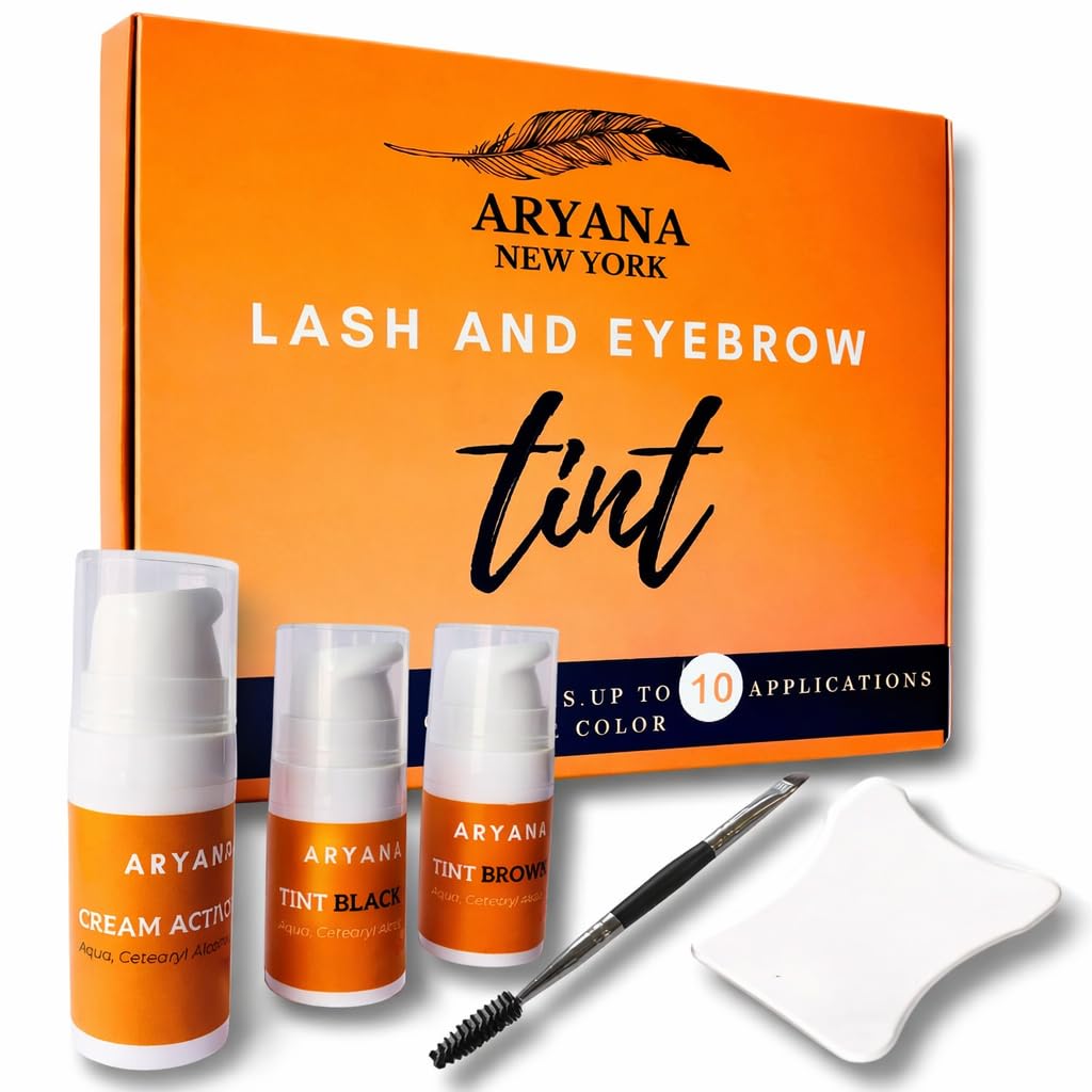 ARYANA NEW YORK Eyelash and Eyebrow Set Up to 10 Applications Black and Brown 5ml with Eyebrow Brush