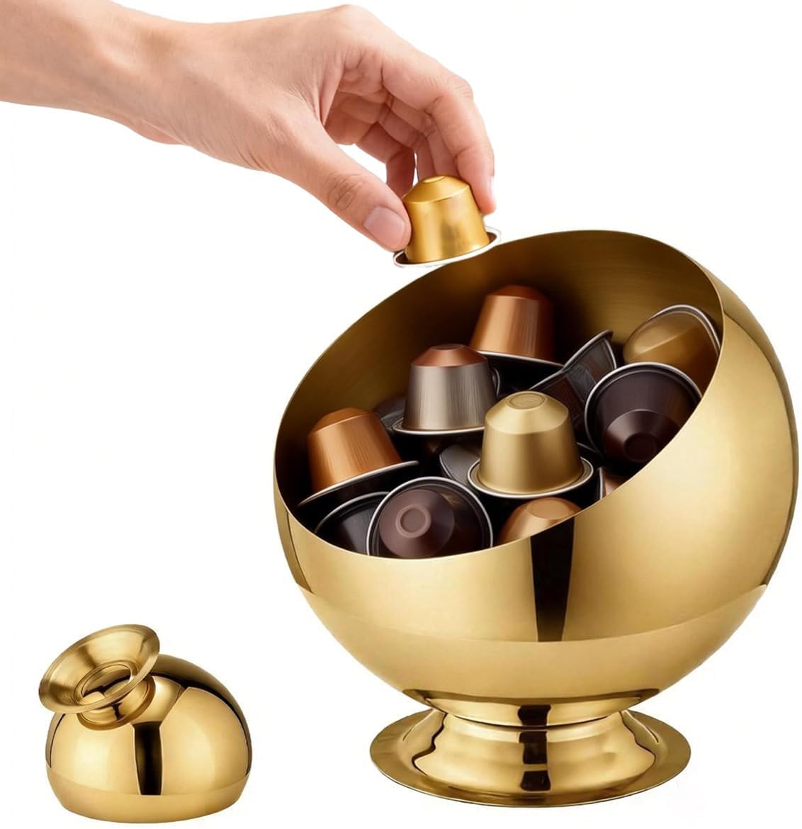 Brass Gold Coffee Pod Holder Stand – Countertop Organizer for Nespresso Pods & K Cups, Space-Saving Desktop Storage Rack