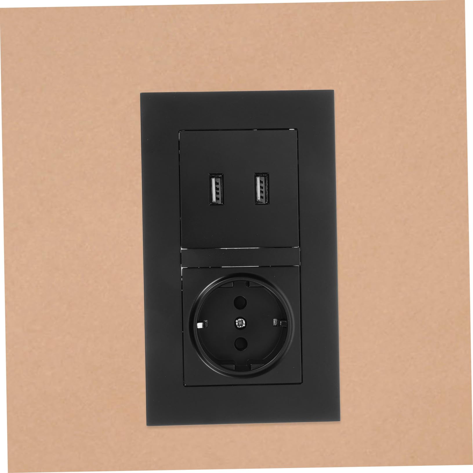 2 Piezas Enchufe de Pared Europeo Estándar Tipo con Doble USB Cargador Negro para Hogar Oficina Hotel