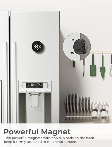Miniatura 5 de LIORQUE Temporizador digital de cocina, temporizador de cuenta regresiva magnética con pantalla LED grande, 2 niveles de brillo, 3 niveles de