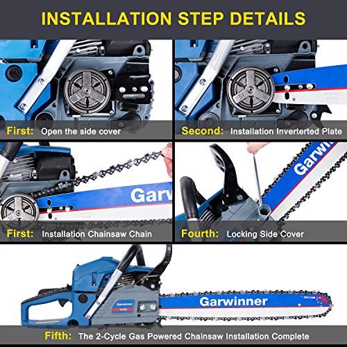 52cc Gas Chainsaws 18 Inch Bar Power Chain Saws, Gas Powered Chainsaw 2 Stroke Handed Petrol Gasoline Chain Saw for Cutting Wood Outdoor Garden Farm Home Use with Tool Kit 5218G