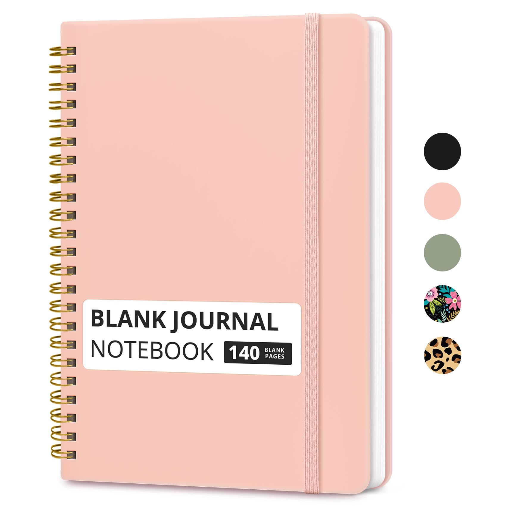 Taja Blank Spiral Journal Notebook for Women & Men, 140 Pages, Sketch Book, Plain Notebook for Drawing & Sketching, Journals for Creative Writing, A5(