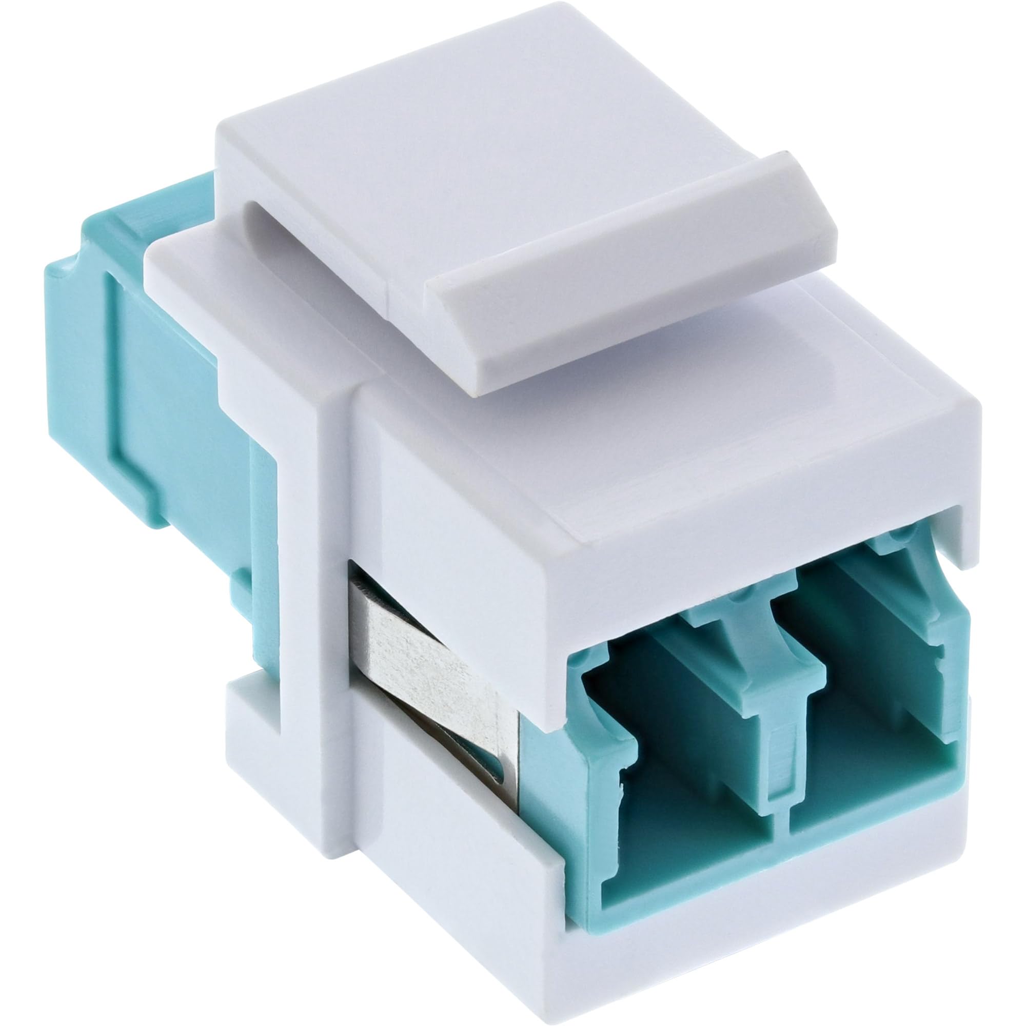 InLine 89988B FO Keystone Snap-in Coupling White Duplex LC/LC Multimode Turquoise Ceramic Sleeve