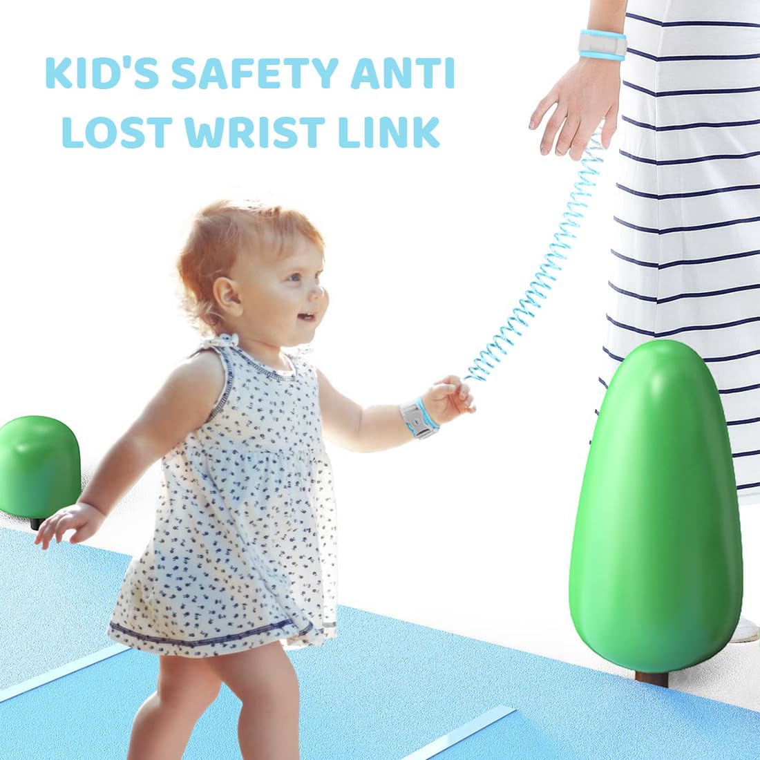 Bracciale Sicurezza Bambino 2.5M Anti-Perso Guinzaglio Portatile Blu