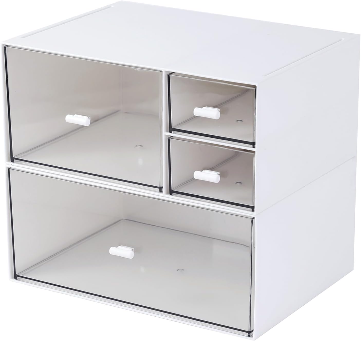 Desk Organizer with 4 Drawers, Makeup Organizer, Desktop Storage Box, Cosmetics Storage Box for nail polish, Lipstick, Brushes, Jewelry, Skincare, Bathroom Organization Boxes(White) Desk Organizer with 4 Drawers, Makeup Organizer, Desktop Storage Box, Cosmetics Storage Box for nail polish, Lipstick, Brushes, Jewelry, Skincare, Bathroom Organization Boxes(White)