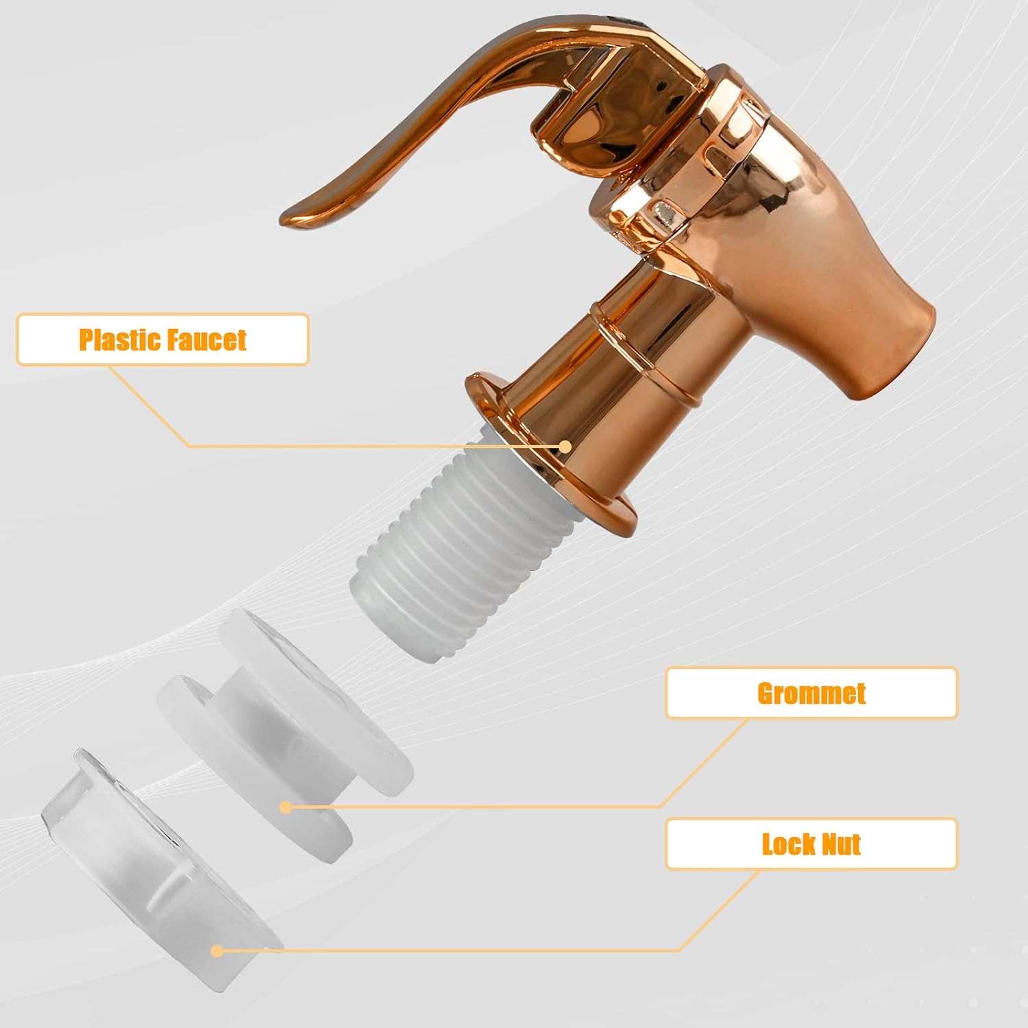 Biaungdo 2 Pcs Replacement Spigot for Beverage Dispenser, Rose Gold Push Style Beverage Dispenser Carafe Spigot Water Dispenser Replacement Spout Faucet
