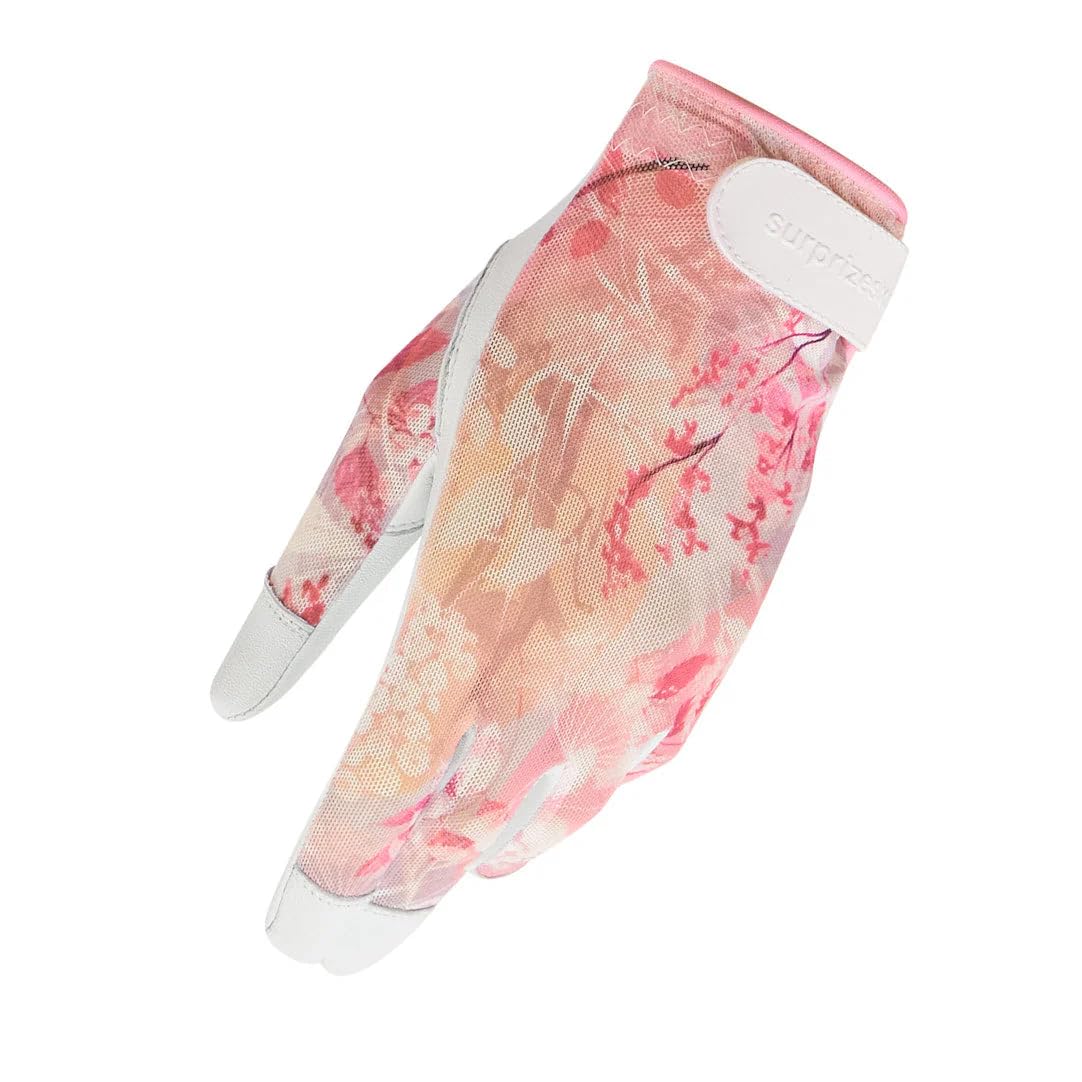 Surprizeshop Ladies Tan Through Cabretta Leather Sun Glove - Wildflower. Size Small.