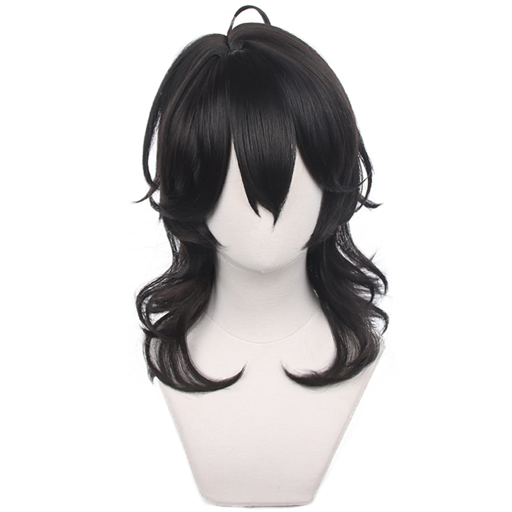 Black Wave Long Cosplay Wig with Bangs Heat Resistant Fiber Synthetic Costume Hairs for Adult Women Men Halloween Comic Con Cos Anime Party Replacement Wigs - Image 2