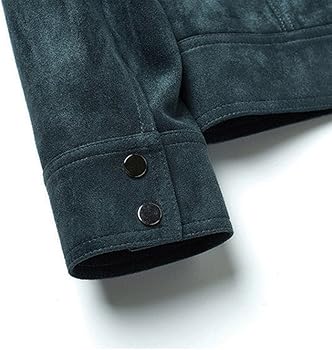 Amazon | MINAV Unisex Zipper Suede Jacket Blue Green (17fw36) (XL