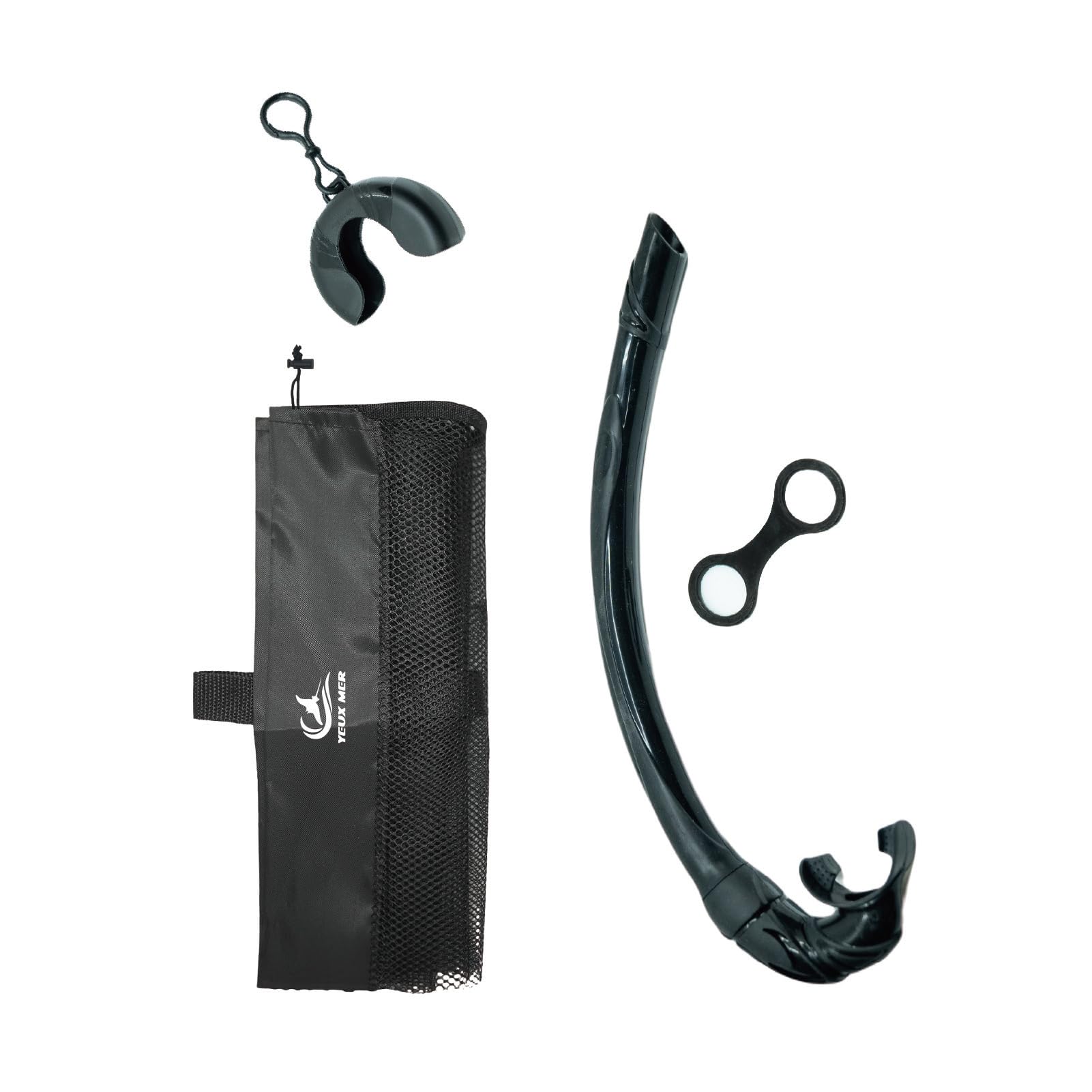 YUEX MER Diving Snorkel Premium Puality Roll Up Snorkel with Compact Organizer & Portable Mesh Bag for Scuba Diving, Spearfishing, Freediving, Snorkeling