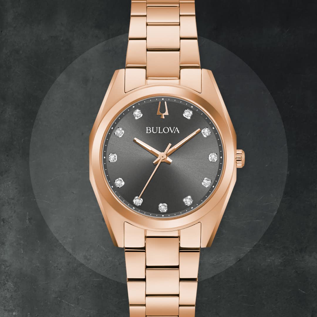 Snapklik.com : Bulova Ladies Classic Surveyor Diamond Rose Gold ...