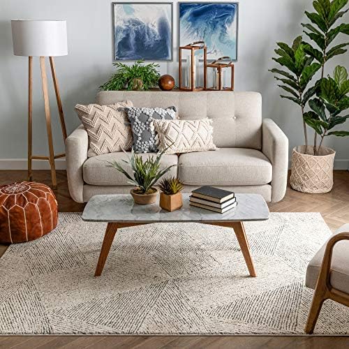 Well Woven Ezio Beige Tribal Geometric Distressed High-Lo Pile Area Rug 160 x 220 cm (5'3" x 7'3" ft.)