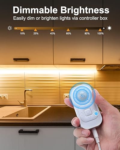 Miniatura 3 de Tira de luz LED con sensor de movimiento, iluminación debajo del gabinete con adaptador de corriente, 6 luces ajustables de brillo y temporizador,