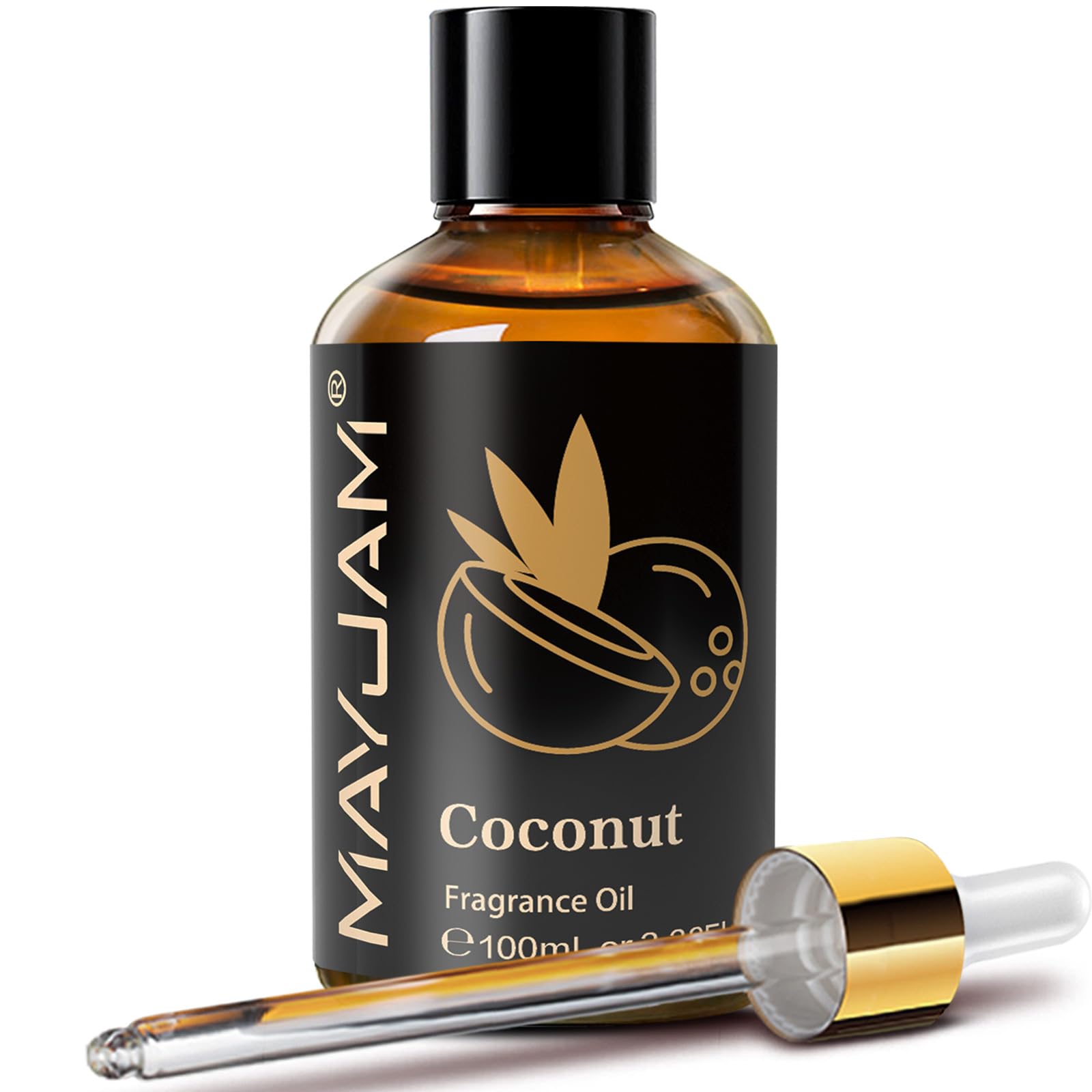 MAYJAM 100ML/3.38FL.OZ Coconut Fragrance Oils with Glass Dropper, Essential Oils for Diffusers for Home, Long Lasting Scented Oils for Diffusers Soap Candle Making