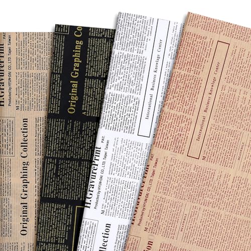 La Mejor Recopilación de Papel de periódico , tabla con los diez mejores. 37 Whaline - Papel de Periódico Vintage de 90 Hojas papel de regalo de periódico antiguo retro papel de seda Kraft para revistas periódicos manualidades decoración para bodas...