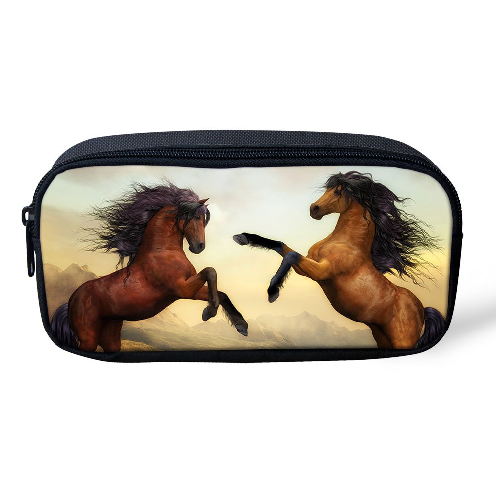 POLERO Pen Bag Smooth Zip Pencil Case Pencil Pouch for Kids Boys Girls Stationery Pouch School Supplies Adults Office Organizer Makeup Bag Jumping Horse Pattern Pencil Bag for Gift โ image 1