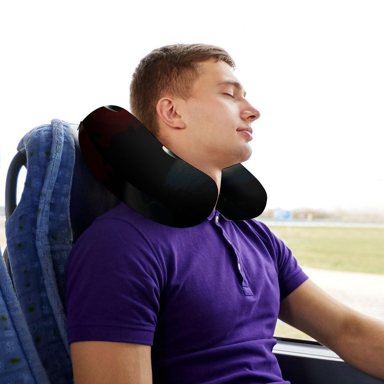 Almohada en forma de U, núcleo de almohada de espuma viscoelástica, cojín, proporciona apoyo para el cuello, almohada de viaje, adecuada para aviones, coches, hogares y oficinas.