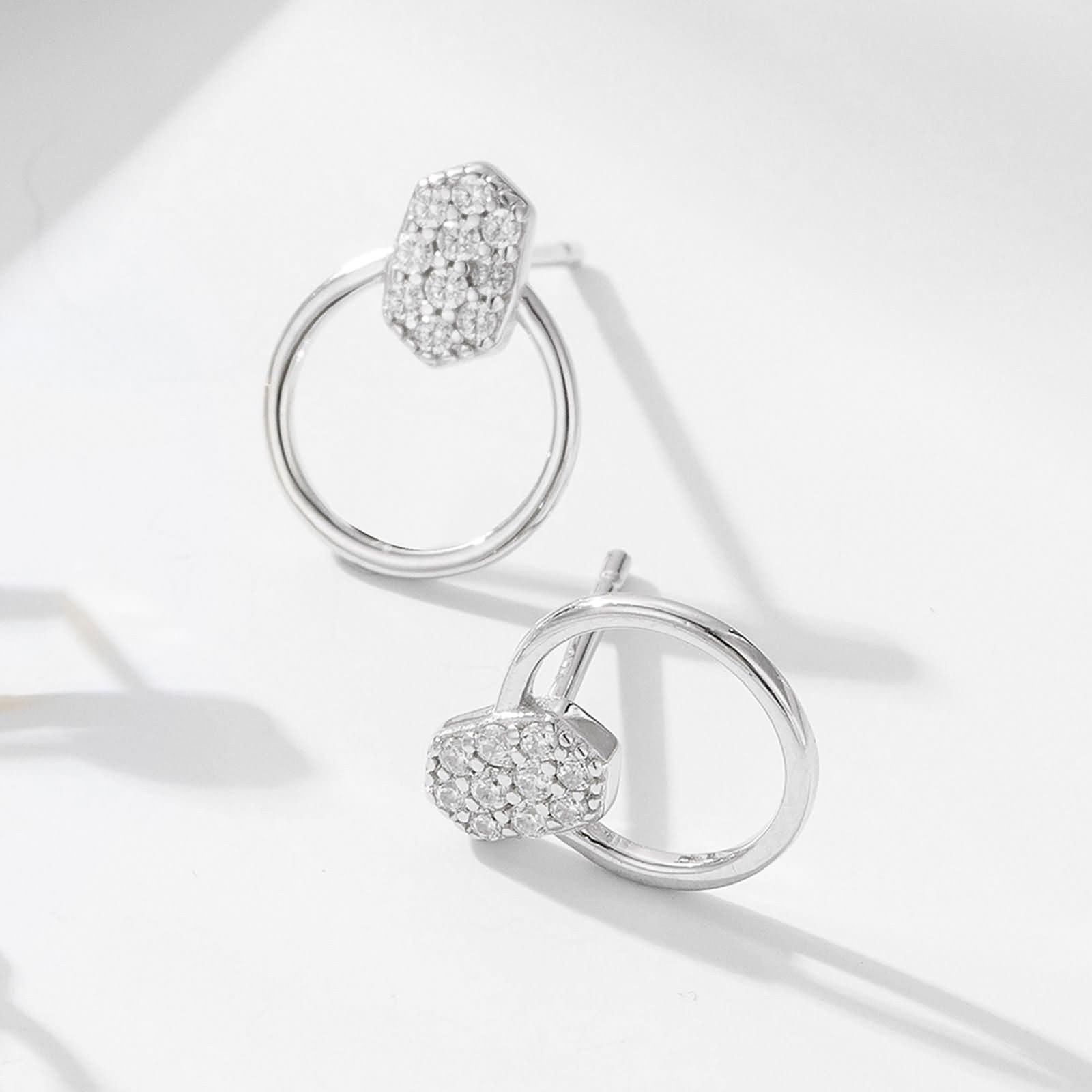 Pendientes de tuerca de oro de 9/14/18 quilates para mujer, aretes circulares de moissanita de oro real