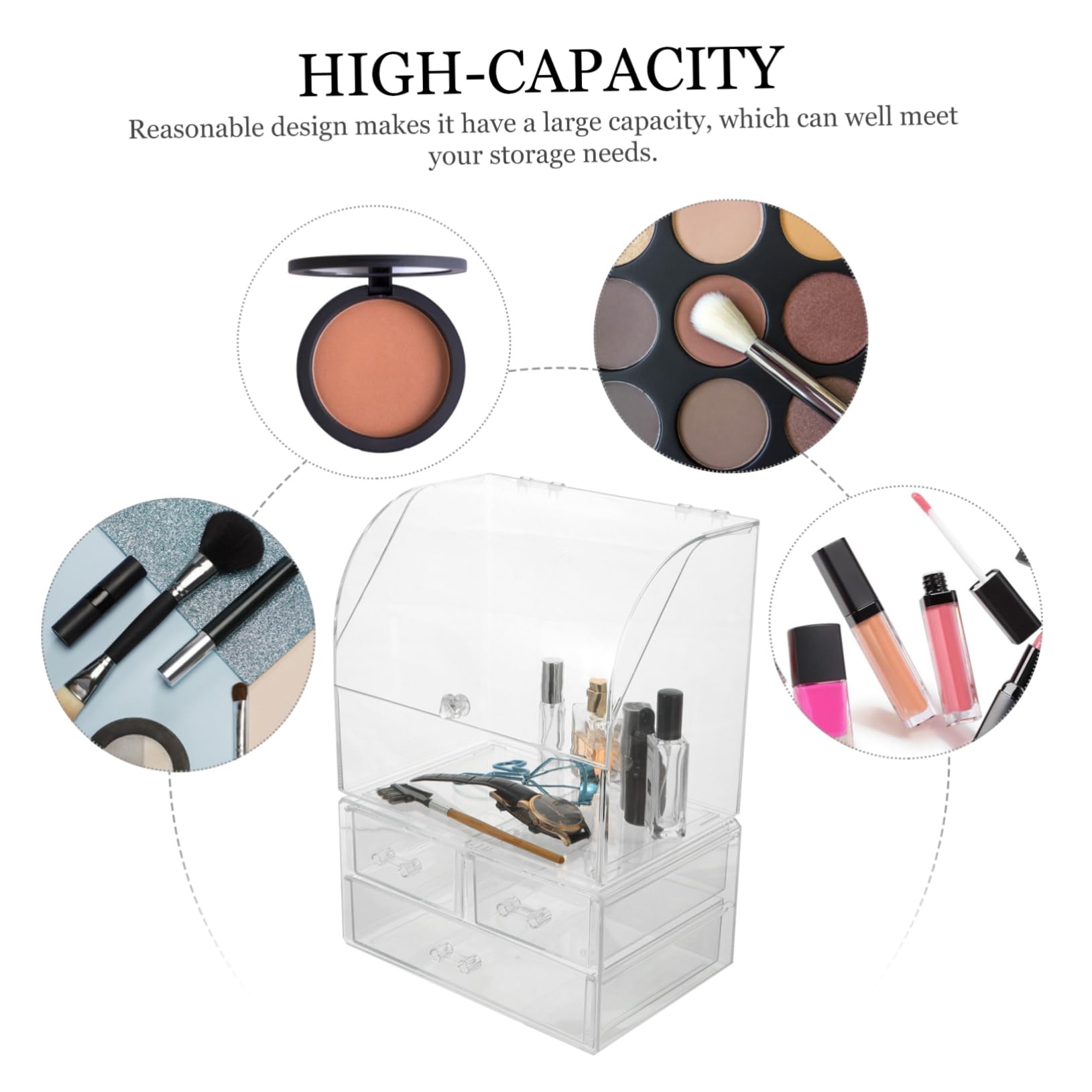 Caja de Almacenamiento de Cosméticos de Acrílico Transparente Caja para Guardar Pintalabios y Maquillaje Organizar Productos Escritorio o Baño