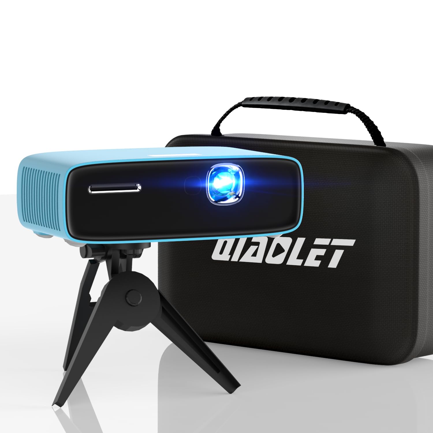 QIAOLET Mini Proiettore Portatile, Auto Focus,Proiettore DLP Intelligente con 5G WIFI e Bluetooth, Android OS, Batteria e Altoparlante Integrati,Compatibile con Telefono,Iphone,TV Stick,USB/HDMI.