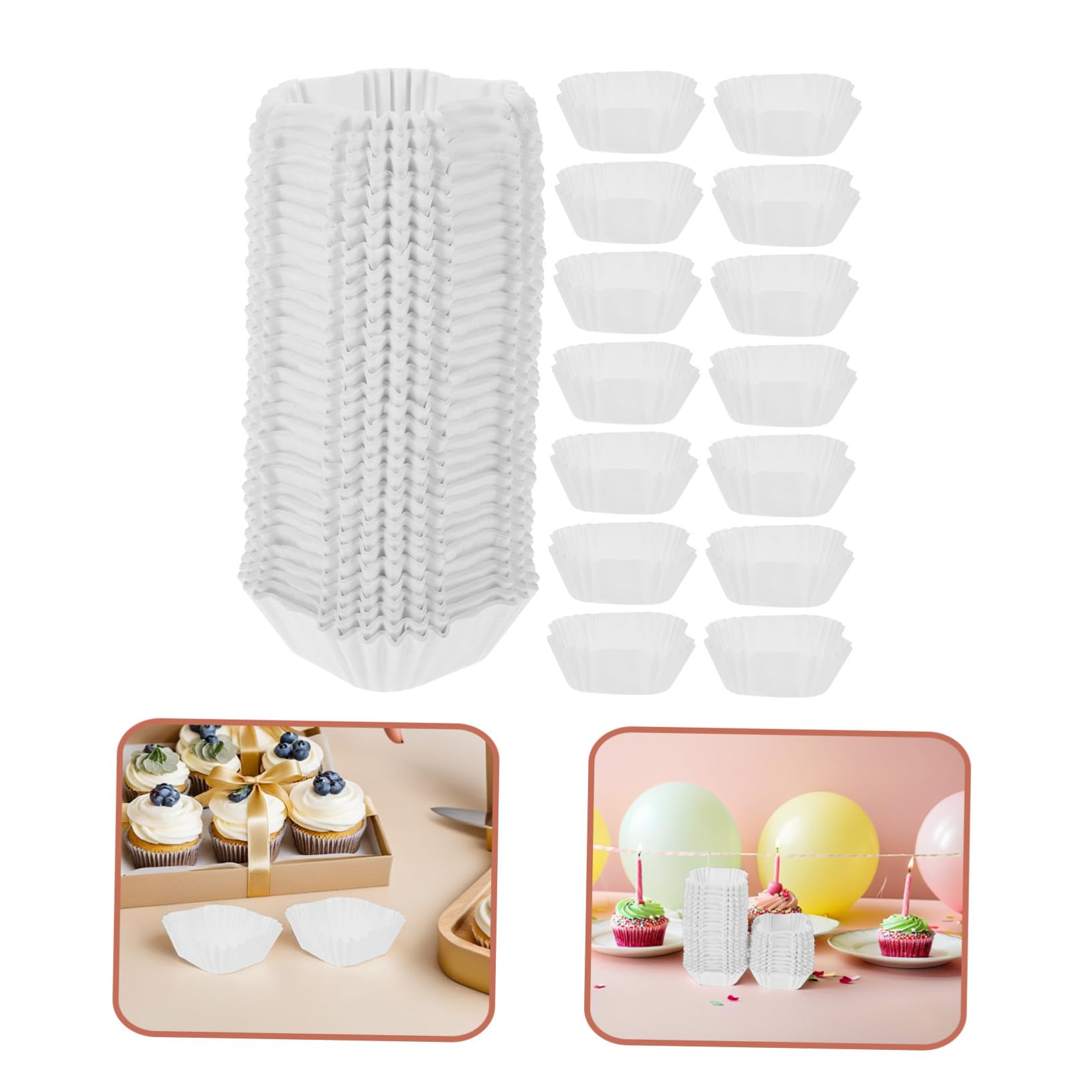 Sosoport 3000pcs Moules à Cupcakes Carrés Blancs en Papier pour Gâteaux Mousse Tarte Fourrés Résistants Chaleur Usage Maison Anniversaire