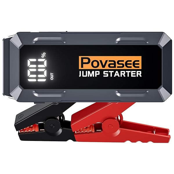 Povasee 4000A Jump Starter 12V Battery Jumper Starter(10L Gas 10L Diesel Engine),Car Battery Jump Starter with 3" LCD Display, Power Bank/Dual Output/LED Light