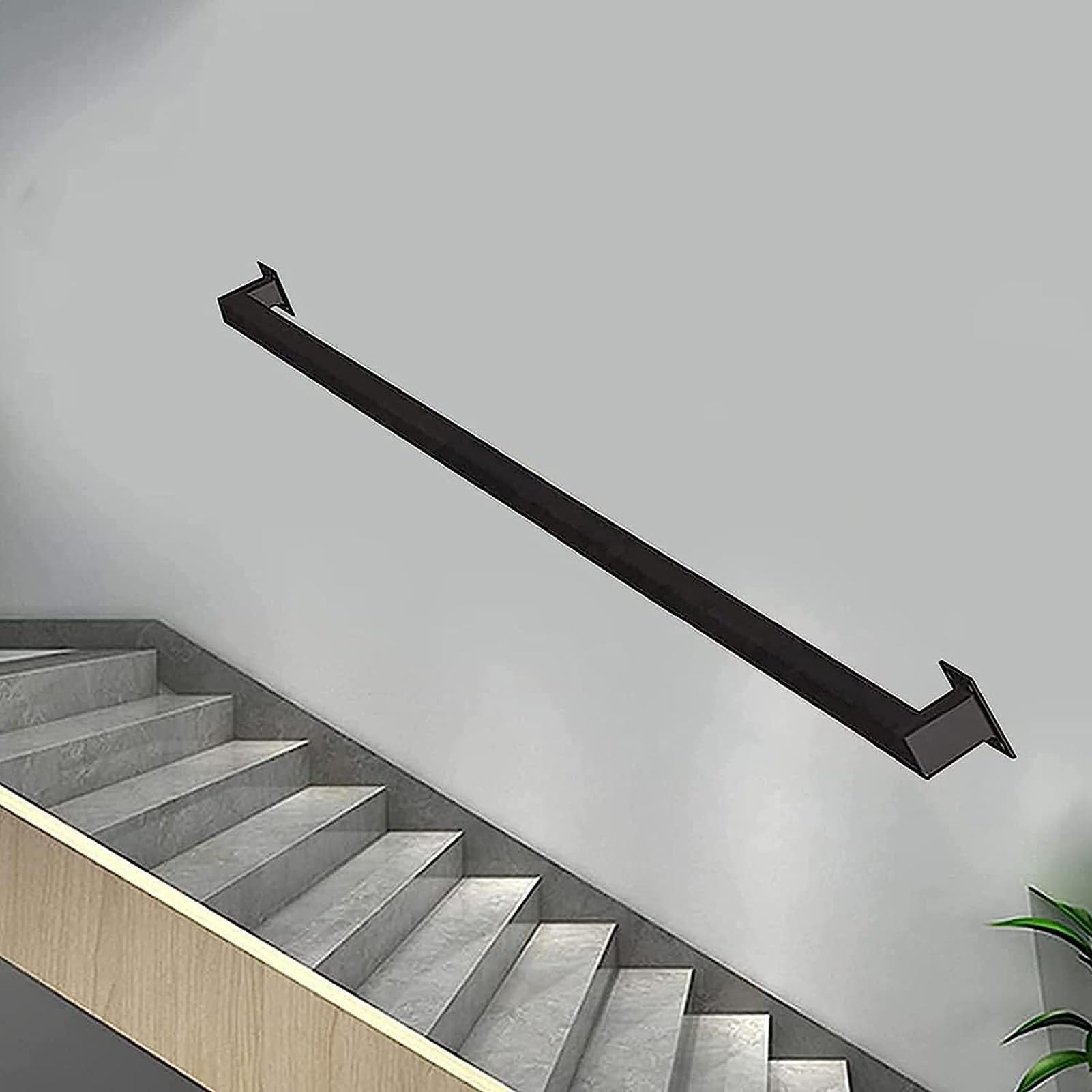 Barre d'appui fer galvanisé 5,8m pour rampe d'escalier intérieure noire PMR