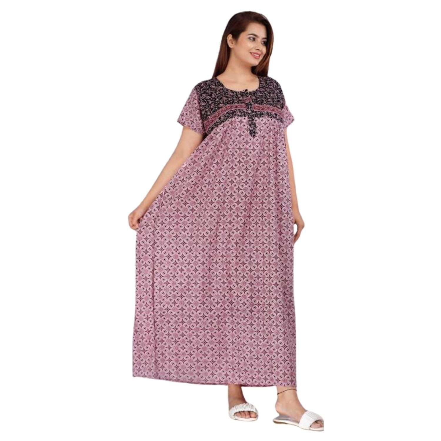 Women Flower Printed Casual Wear Cotton Nighty / Gown_MFNT5015 - Review, Price and Buying Guide