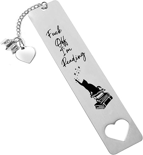 PLwelth Marcapáginas divertido para mujeres y hombres, marcapáginas de metal para amantes de los gatos, lindo marcapáginas con colgante de borla de