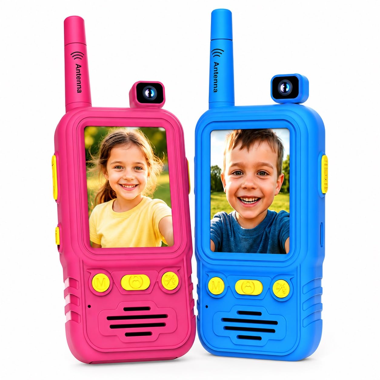 TOSBARRFT Video Walkie Talkie for Kids with 180° Camera and 2-Inch Screen Automatic Pairing, one-to-one Communication, 180° Camera, 600mAh Battery, About 3 Hours Continuous use