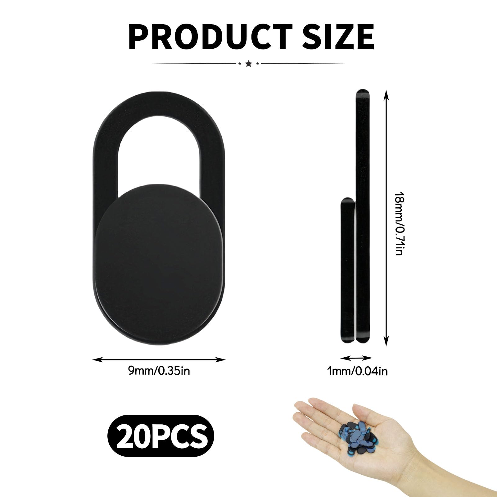 20 Pezzi Copri Webcam, Copertura Webcam Cover Slider Copri Fotocamera Webcam PC Portatile Accessori per Laptop, PC, Tablet, Smartphone, MacBook Protezione Privacy Nero