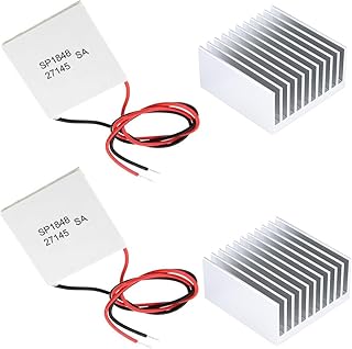 DAOKI 2 pcs SP1848-27145 TEG Peltier Module Thermoelectric Power Generator High Temperature Generation Element Thermoelectric Cooler Cooling Power Plate Module TEG 40x40mm 150℃ with Silicone heat sink